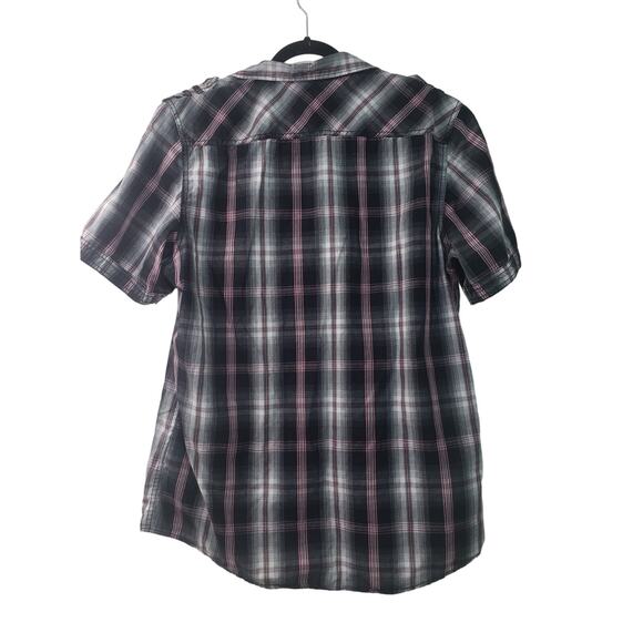 Jeans by Buffalo Mustafa Black Plaid Shirt size 2XL Y2K Grunge Gorpcore - Picture 2 of 12